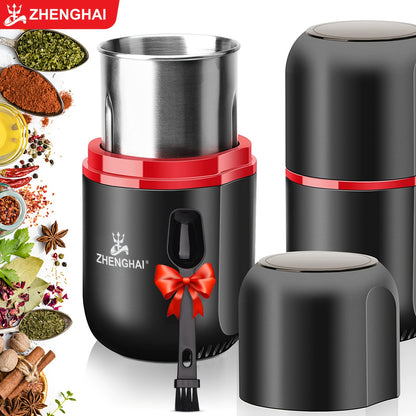 ZHENGHAI 4.23oz Large Capacity Electric Spice Grinder - Fast Grinding For Coffee Bean, Nuts, Dry Spices, Flower Buds - Includes Cleaning Brush