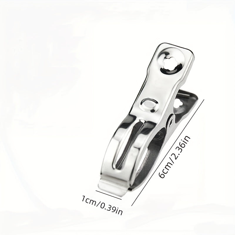 4pcs Stainless Steel Clamp, Household Multifunctional Clothes Peg, Windproof Clamp, Drying Clothes Clip, Quilt Fixer Clip, Beach Towel Clip