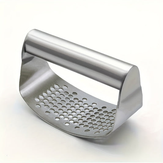 1pc, Stainless Steel Garlic Press - Rocker Metal Mincer and Crusher for Easy Kitchen Chopping - Washable and Durable - Essential Kitchen Gadget