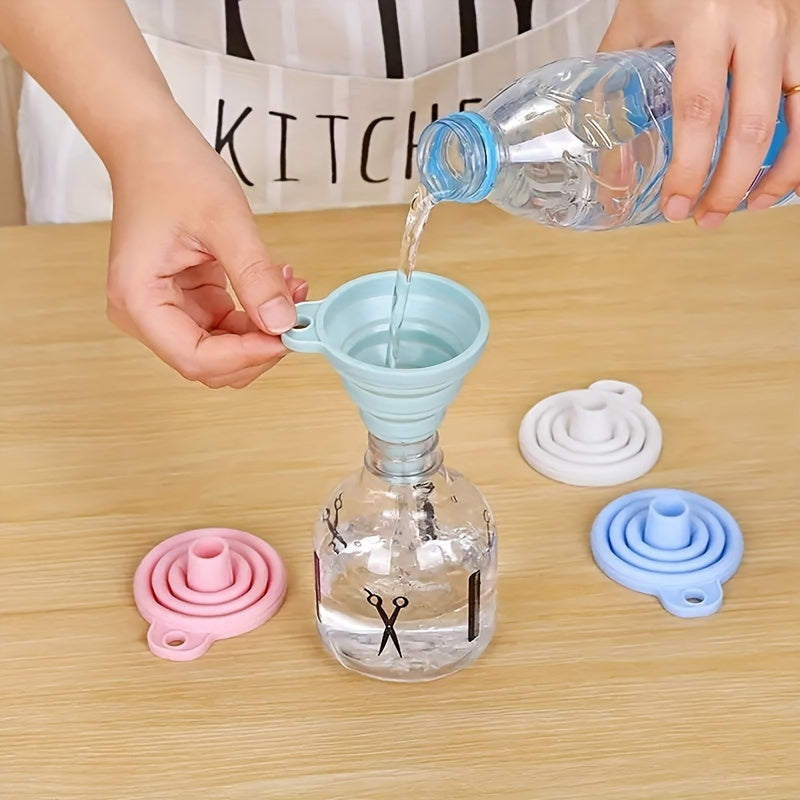 1pc, Rubber Collapsible Funnel for Water, Liquid, and Oil - Foldable Kitchen Gadget for Jam, Beans, and Bottles