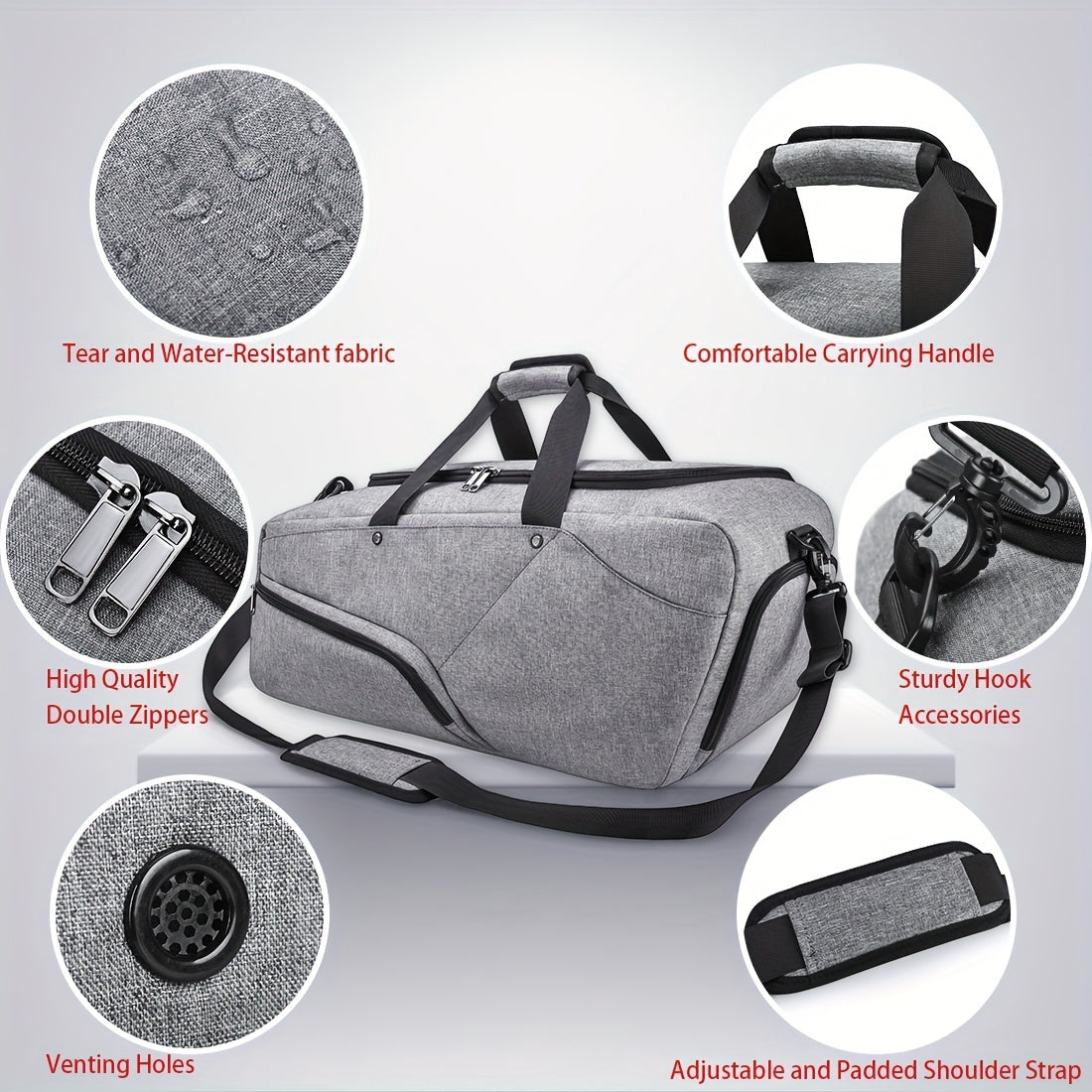 1pc Gym Fitness Bag, Large Capacity Sports Bag With Shoes Compartment, Waterproof Storage Bags For Travel, Workout And Daily Use
