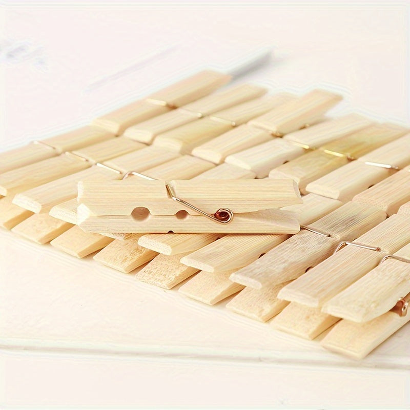 20pcs Bamboo Small Clips, Household Clothes Pegs, Socks And Underwear Drying Clips, Multi-use Bamboo Drying Clips, Drying Clothes Windproof Clip