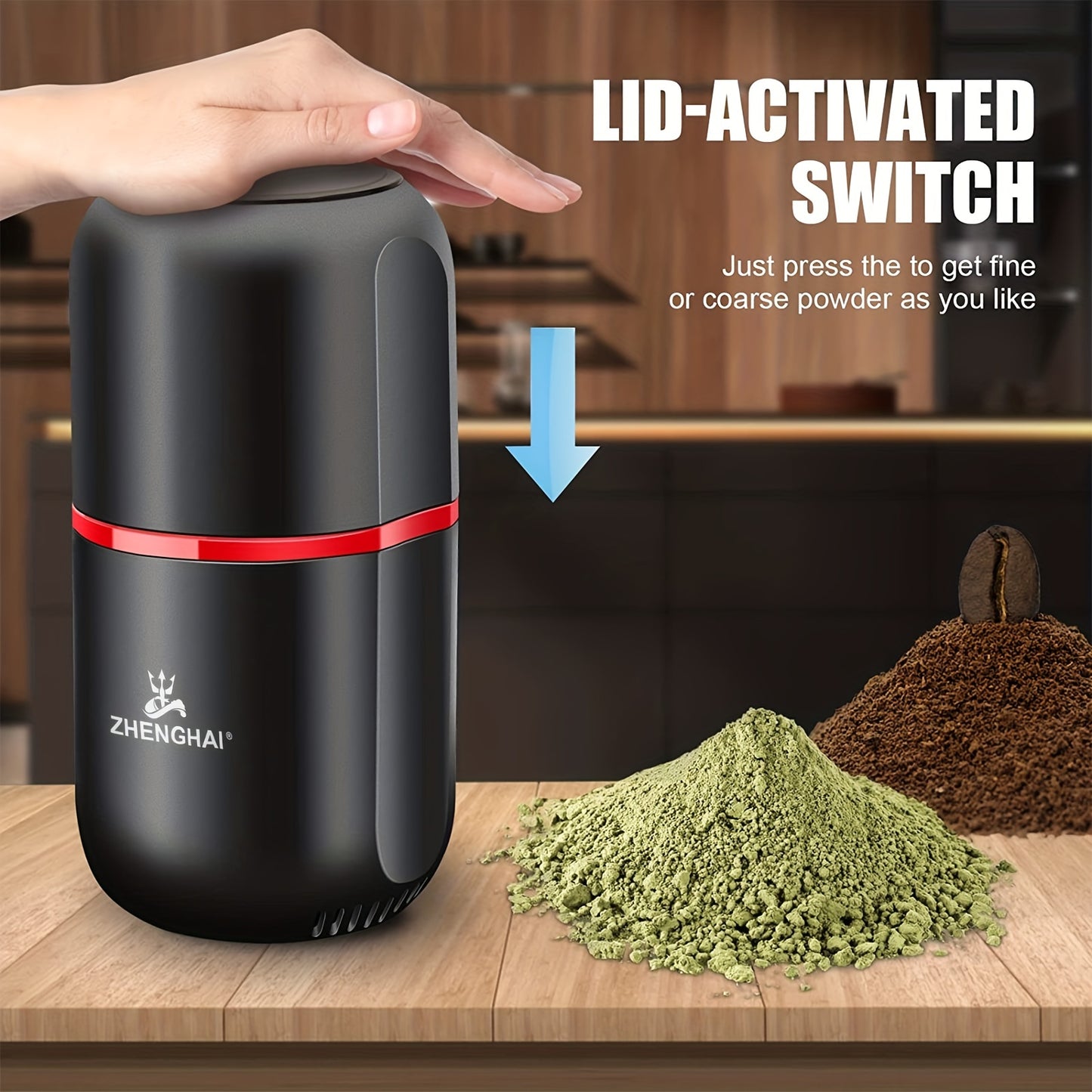 ZHENGHAI 4.23oz Large Capacity Electric Spice Grinder - Fast Grinding For Coffee Bean, Nuts, Dry Spices, Flower Buds - Includes Cleaning Brush