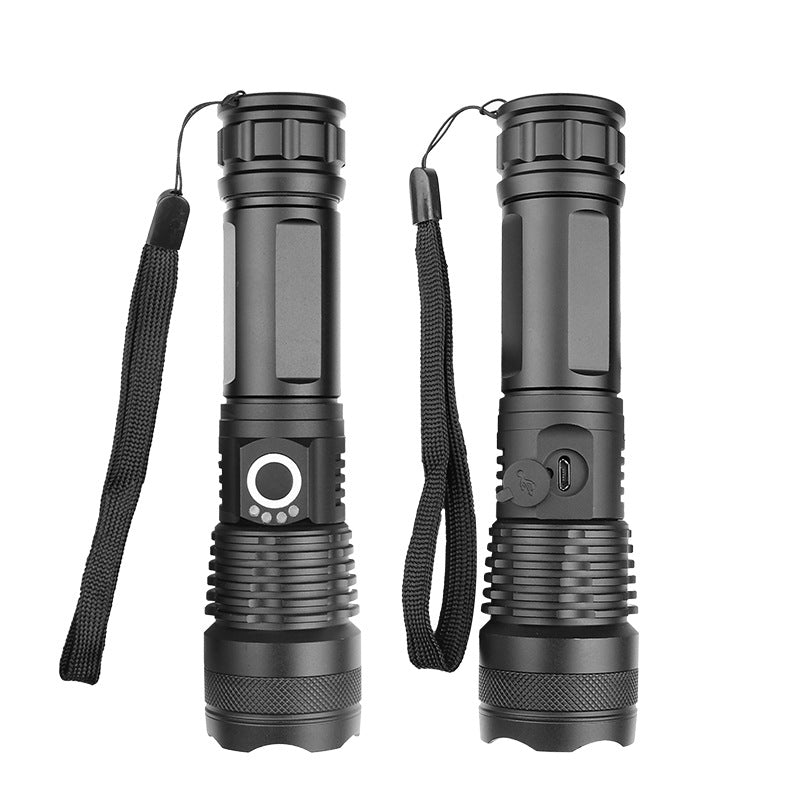 XHP50 Strong Light Flashlight Telescopic Zoom USB Charging Battery