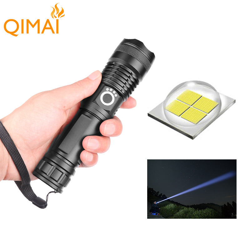 XHP50 Strong Light Flashlight Telescopic Zoom USB Charging Battery