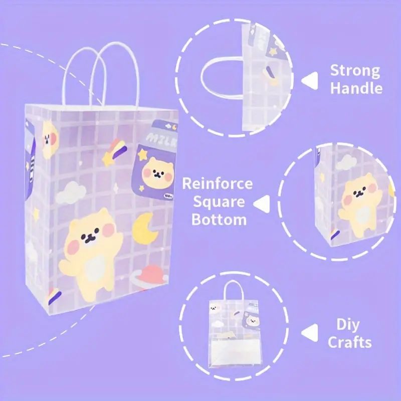 10/50/100 pcs Purple Cute Milk Bear Gift Bag, Portable Gift Bag, Candy Bag, Baby Shower Party Gift Bag, Wedding Gift Bag, Birthday Gift Bag