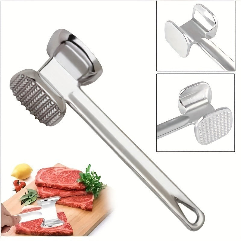 1pc Double-sided Loose Meat Hammer, Steak Hammer, Meat Rejuvenation Needle Stainless Steel Aluminum Alloy Smash Slap Pig Squeak Knock Meat Hammer Tool Kitchen Accessories Kitchen Stuff Party Favors Outdoor Picnic Travel Camping BBQ Accessories