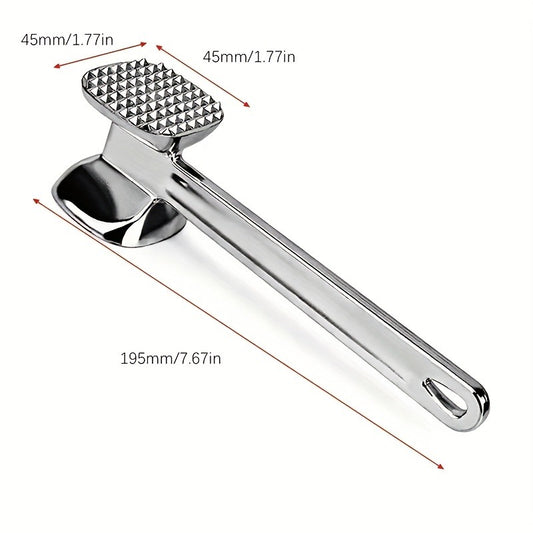1pc Double-sided Loose Meat Hammer, Steak Hammer, Meat Rejuvenation Needle Stainless Steel Aluminum Alloy Smash Slap Pig Squeak Knock Meat Hammer Tool Kitchen Accessories Kitchen Stuff Party Favors Outdoor Picnic Travel Camping BBQ Accessories