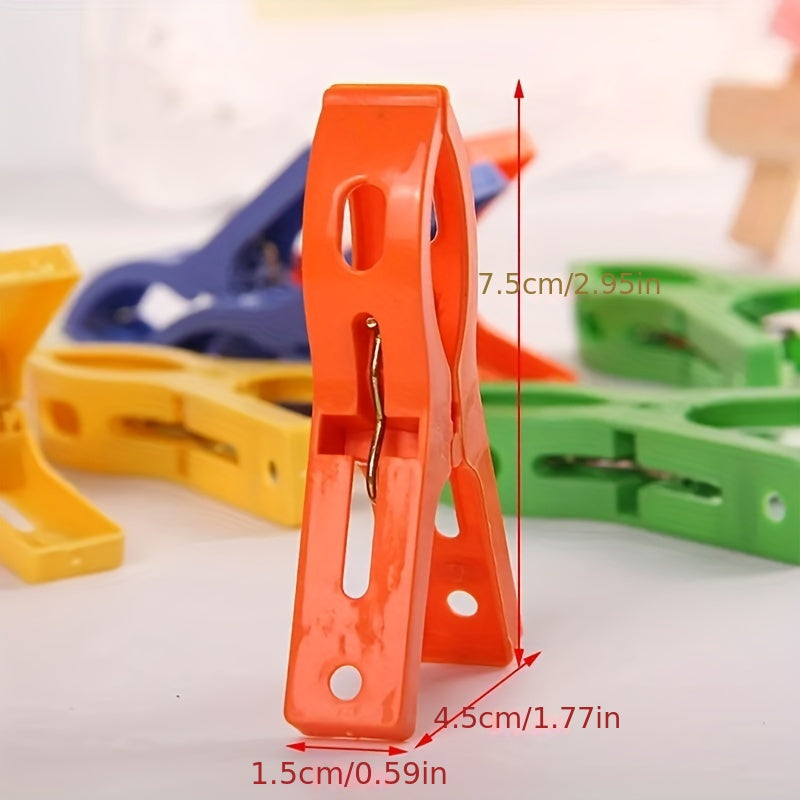 8pcs Large Plastic Clothes Clip, Hanger Clips, Windproof Beach Towel Clip, Clothes Pegs, Powerful Spring Clamp