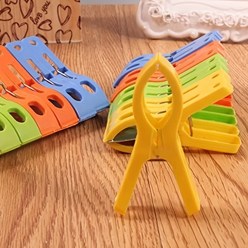 8pcs Large Plastic Clothes Clip, Hanger Clips, Windproof Beach Towel Clip, Clothes Pegs, Powerful Spring Clamp