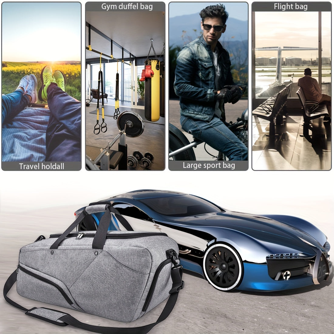 1pc Gym Fitness Bag, Large Capacity Sports Bag With Shoes Compartment, Waterproof Storage Bags For Travel, Workout And Daily Use