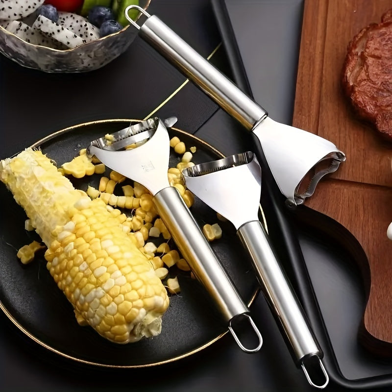 1pc, Stainless Steel Corn Cob Stripper - Multifunctional Vegetable Peeler for Kitchen - Reusable Corn Thresher