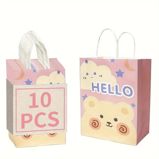 10/50/100pcs, Cute Hello Bear Gift Bag, Candy Bag, Cute Baby Shower Party Gift Bag, Wedding Tote Bag, Birthday Gift Bag, Suitable For Various Festival Party Gift Bags