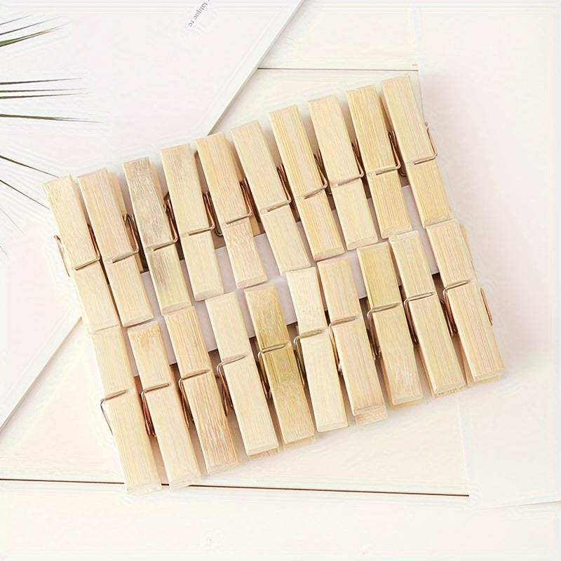 20pcs Bamboo Small Clips, Household Clothes Pegs, Socks And Underwear Drying Clips, Multi-use Bamboo Drying Clips, Drying Clothes Windproof Clip