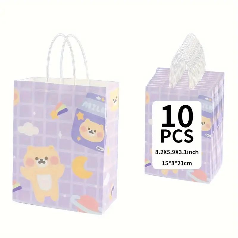 10/50/100 pcs Purple Cute Milk Bear Gift Bag, Portable Gift Bag, Candy Bag, Baby Shower Party Gift Bag, Wedding Gift Bag, Birthday Gift Bag