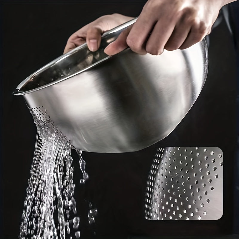 1pc, Rice Washing Drain Basket, Rice Washing Filter Basket, Rice Washing Sieve, Stainless Steel Rice Colander, Household Rice Washing Basket, Vegetable Washing Basket For Food Fruit Pasta Noodles Salads, Kitchen Utensils, Back To School Supplies