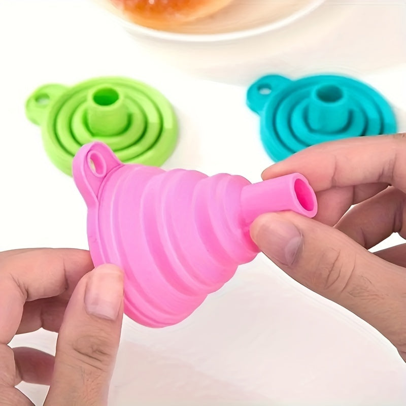 1pc, Rubber Collapsible Funnel for Water, Liquid, and Oil - Foldable Kitchen Gadget for Jam, Beans, and Bottles