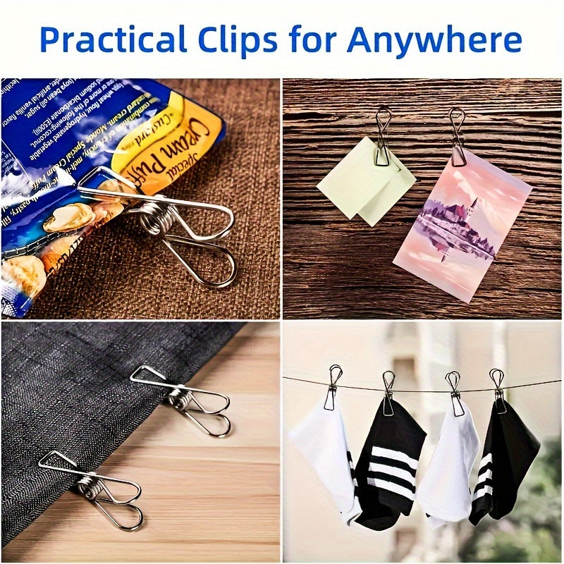 20pcs Stainless Steel Clothes Pins, Windproof Washing Line Clips, Household Socks Clip, Clothes Drying Small Clips, Multi-purpose Metal Utility Clips, For Laundry Home Kitchen Outdoor Travel Office