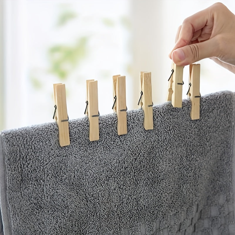 20pcs Bamboo Small Clips, Household Clothes Pegs, Socks And Underwear Drying Clips, Multi-use Bamboo Drying Clips, Drying Clothes Windproof Clip