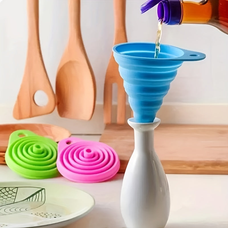 1pc, Rubber Collapsible Funnel for Water, Liquid, and Oil - Foldable Kitchen Gadget for Jam, Beans, and Bottles