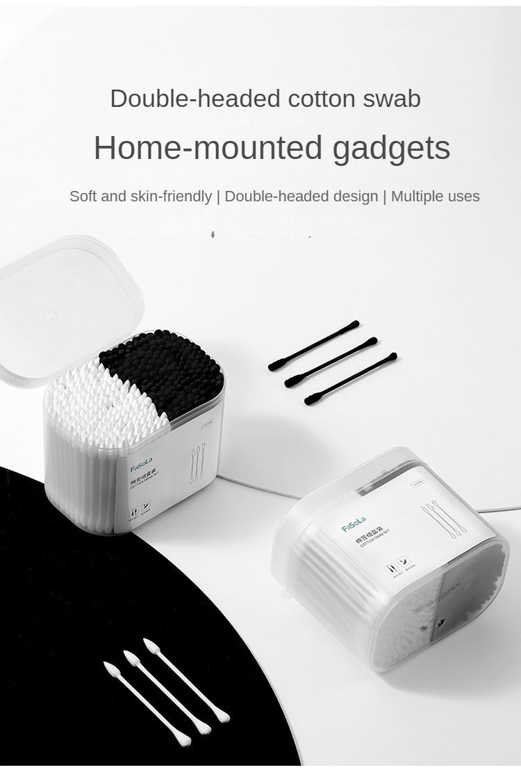 300pcs Natural Cotton Swabs With Storage Box