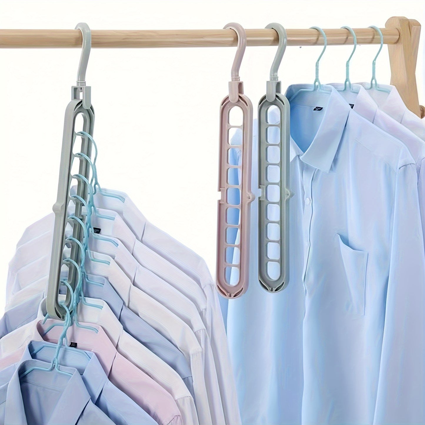 1pc 9 Hole Hanger, Multifunctional And Creative, Rotatable, Foldable, Clothes Storage And Drying Hanger, Horizontally And Vertically Dual Use, Space Saving Hanger, Wardrobe Organizer, Bedroom Accessories, Home Organization And Storage Supplies