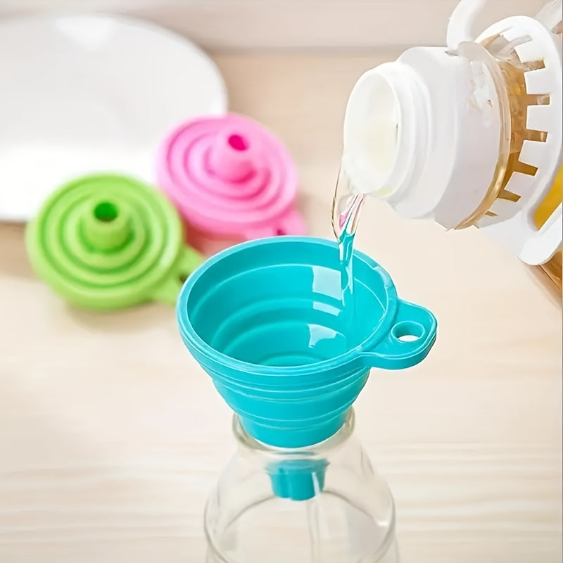 1pc, Rubber Collapsible Funnel for Water, Liquid, and Oil - Foldable Kitchen Gadget for Jam, Beans, and Bottles