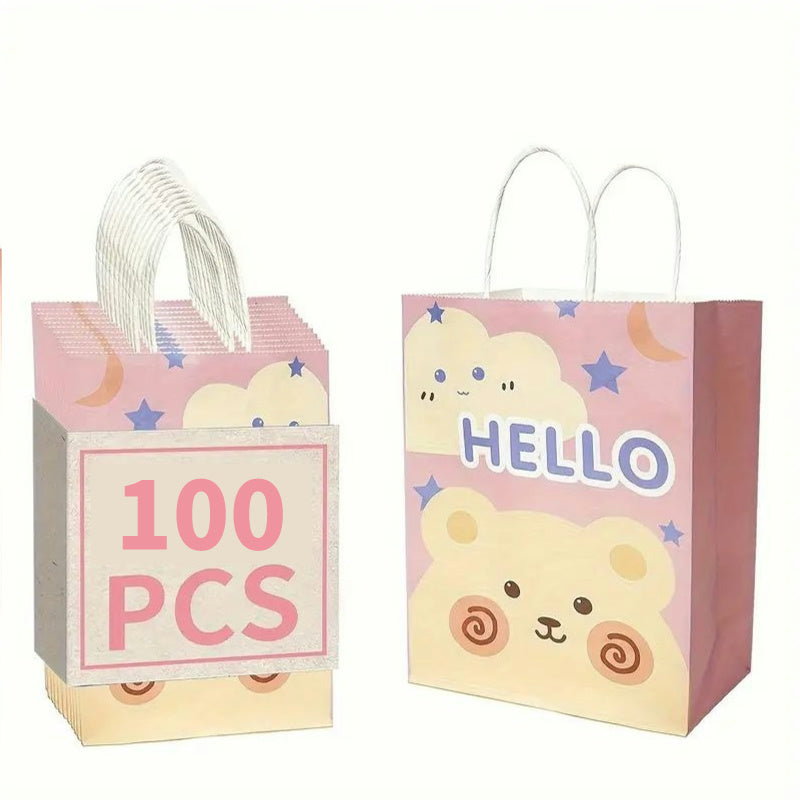 10/50/100pcs, Cute Hello Bear Gift Bag, Candy Bag, Cute Baby Shower Party Gift Bag, Wedding Tote Bag, Birthday Gift Bag, Suitable For Various Festival Party Gift Bags