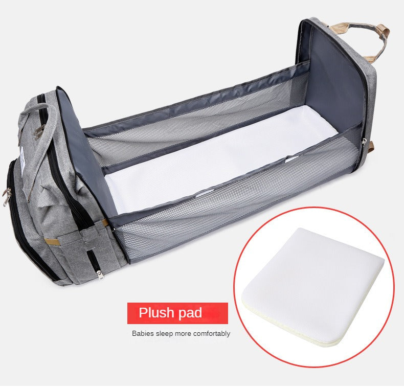 Mobile Folding Portable Crib,Mommy Bag,Multifunctional Folding Mother and Baby Outing Bag,Large Capacity Baby Folding Bed Bag