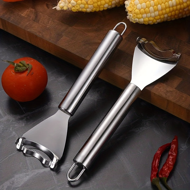 1pc, Stainless Steel Corn Cob Stripper - Multifunctional Vegetable Peeler for Kitchen - Reusable Corn Thresher
