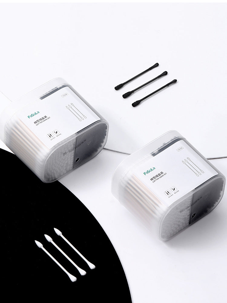 300pcs Natural Cotton Swabs With Storage Box