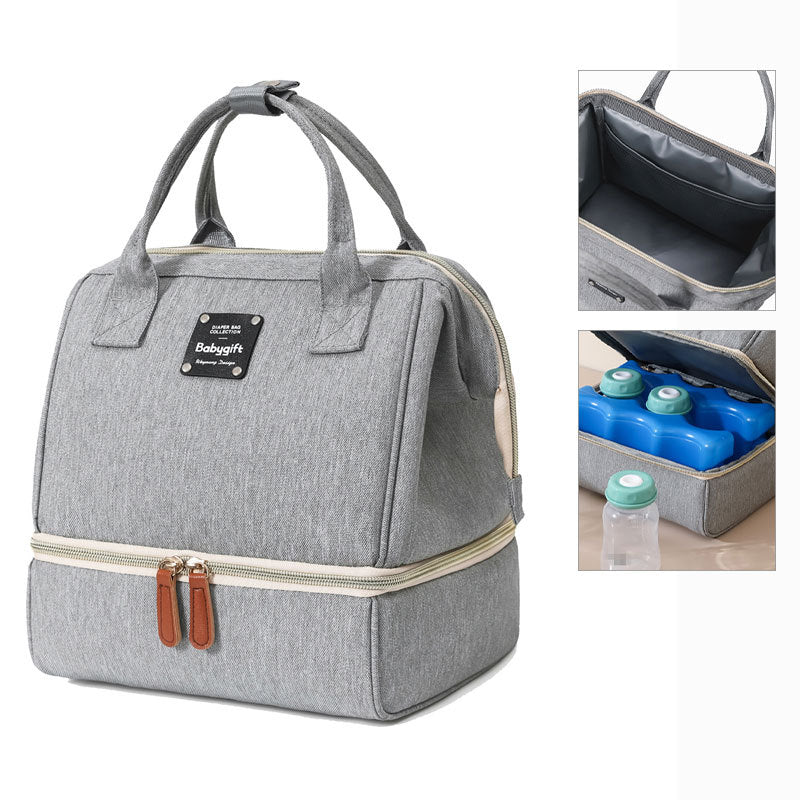 Mommy Bag,Double-layer wet and dry separation mother and baby bag.Shoulder Handbag,Mommy Outdoor Breastfeeding Bag