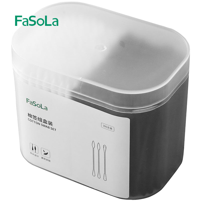 300pcs Natural Cotton Swabs With Storage Box