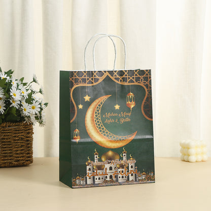 18pcs, Ramadan Portable Paper Bags, 6 Styles, Shopping Bags, Holiday Party Gift Bags, Suitable For Retail, Grocery, Boutique, Merchandise, Party Gifts, Weddings, 10.6x8.3x4.3 Inches