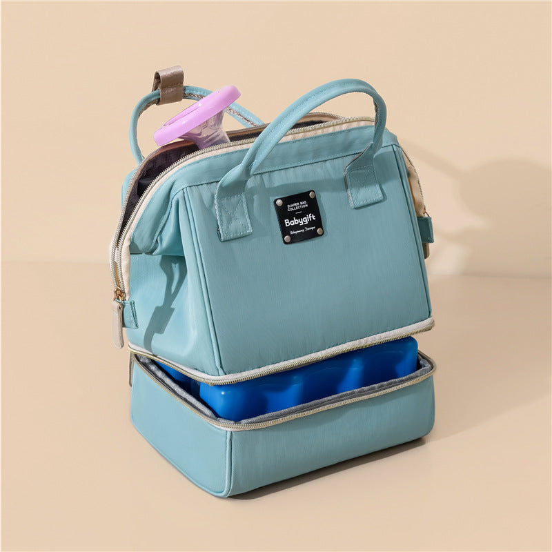 Mommy Bag,Double-layer wet and dry separation mother and baby bag.Shoulder Handbag,Mommy Outdoor Breastfeeding Bag