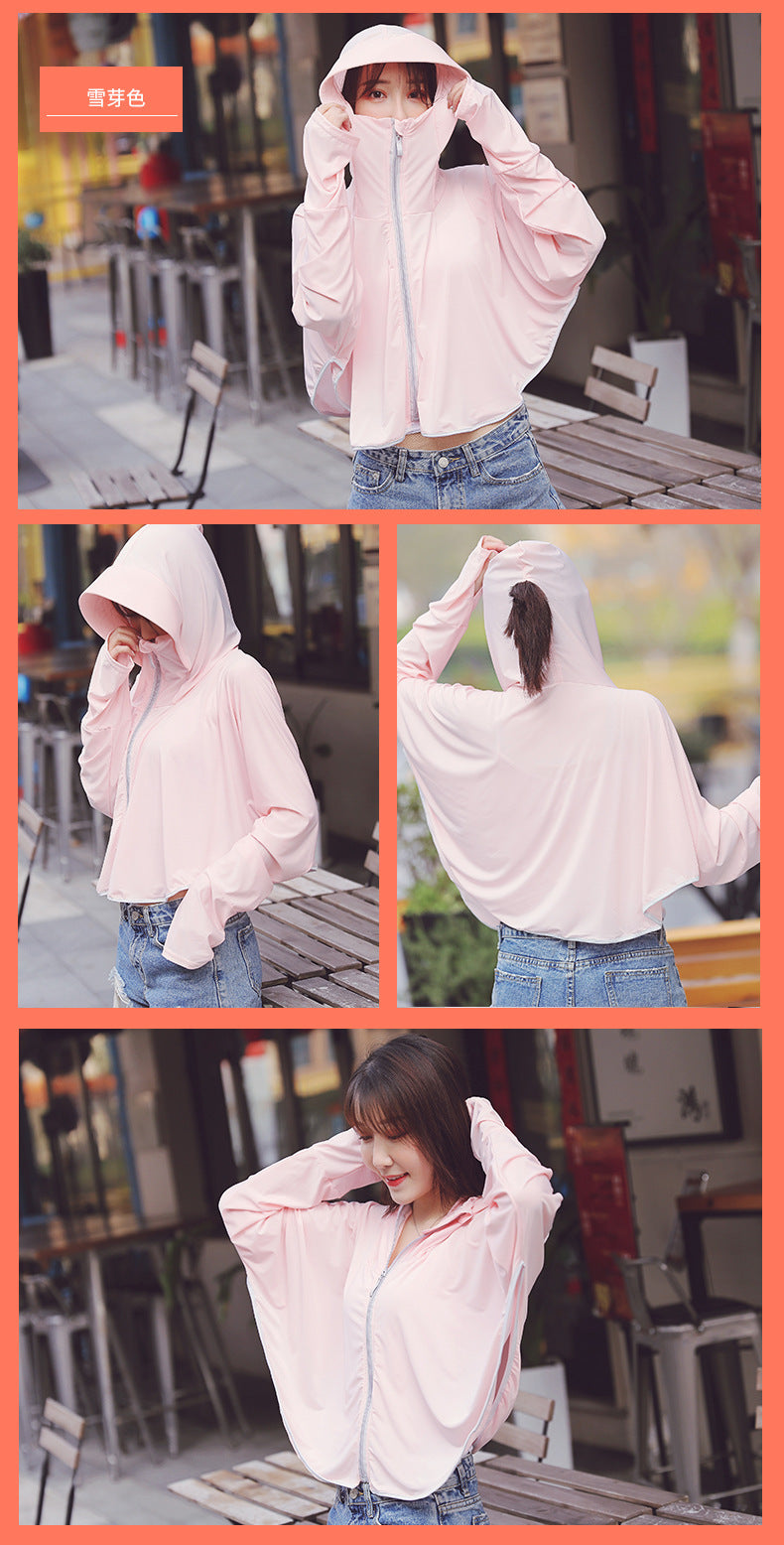 Women's Anti-UV Shirt Hooded Sun Protection Shawl with Mask