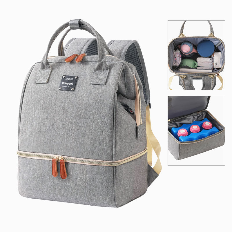 Mommy Bag,Double-layer wet and dry separation mother and baby bag.Shoulder Handbag,Mommy Outdoor Breastfeeding Bag