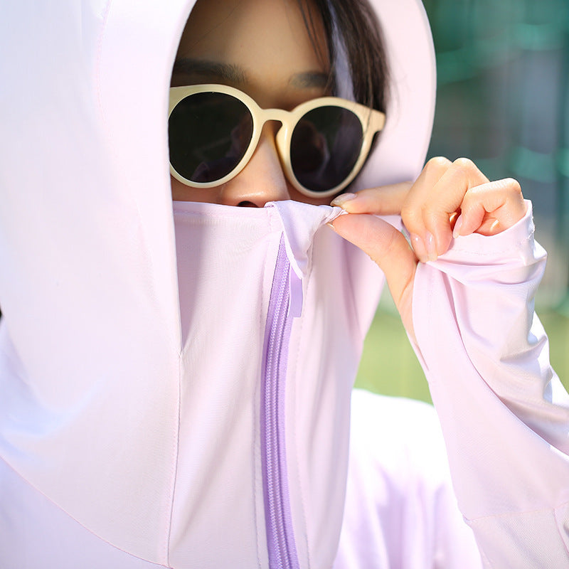 Women's Anti-UV Shirt Hooded Sun Protection Shawl with Mask