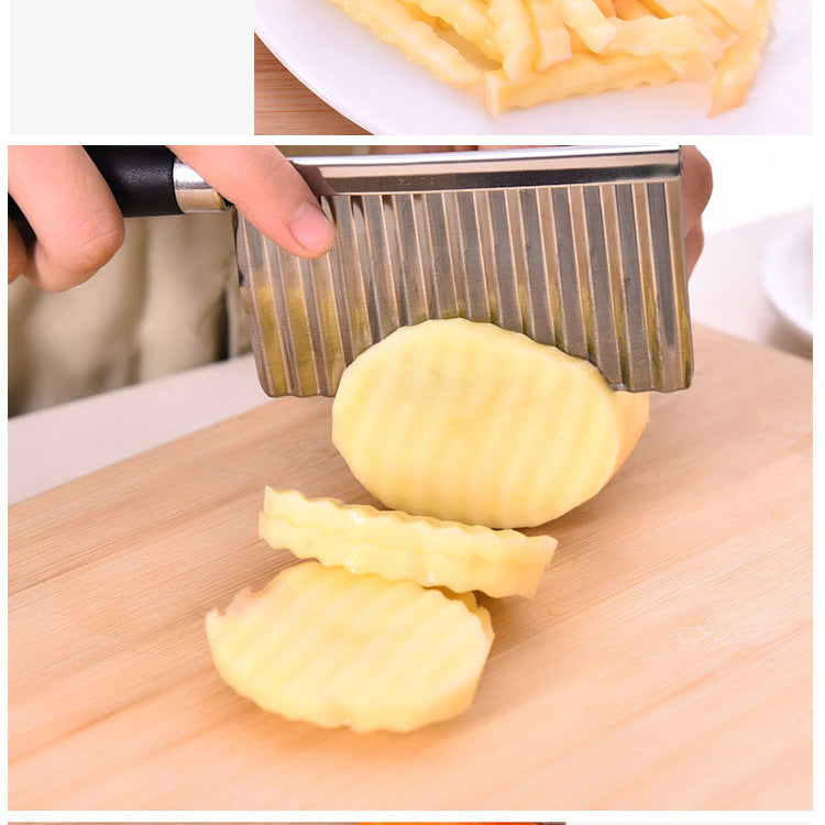 Wave steel knife stainless cut fries ripple-shaped knife