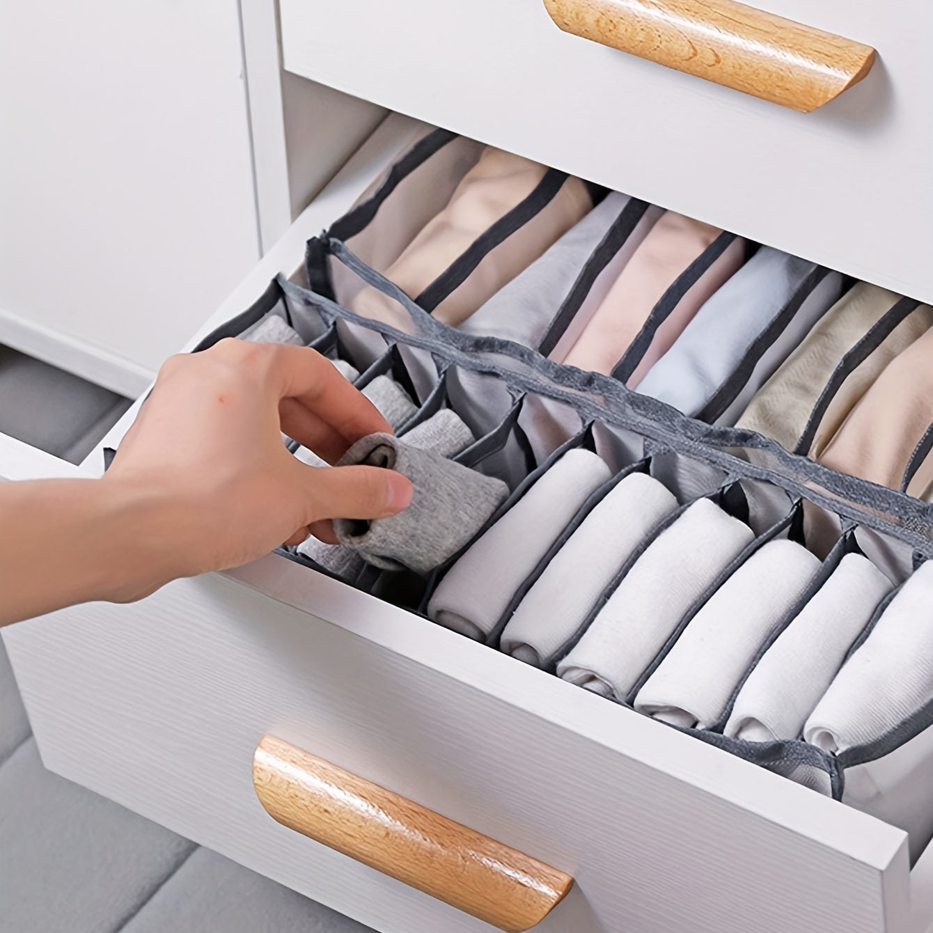 3pcs Multifunctional Fabric Underwear Storage Boxes - Wardrobe Organizer for Panties, Socks, and Bras