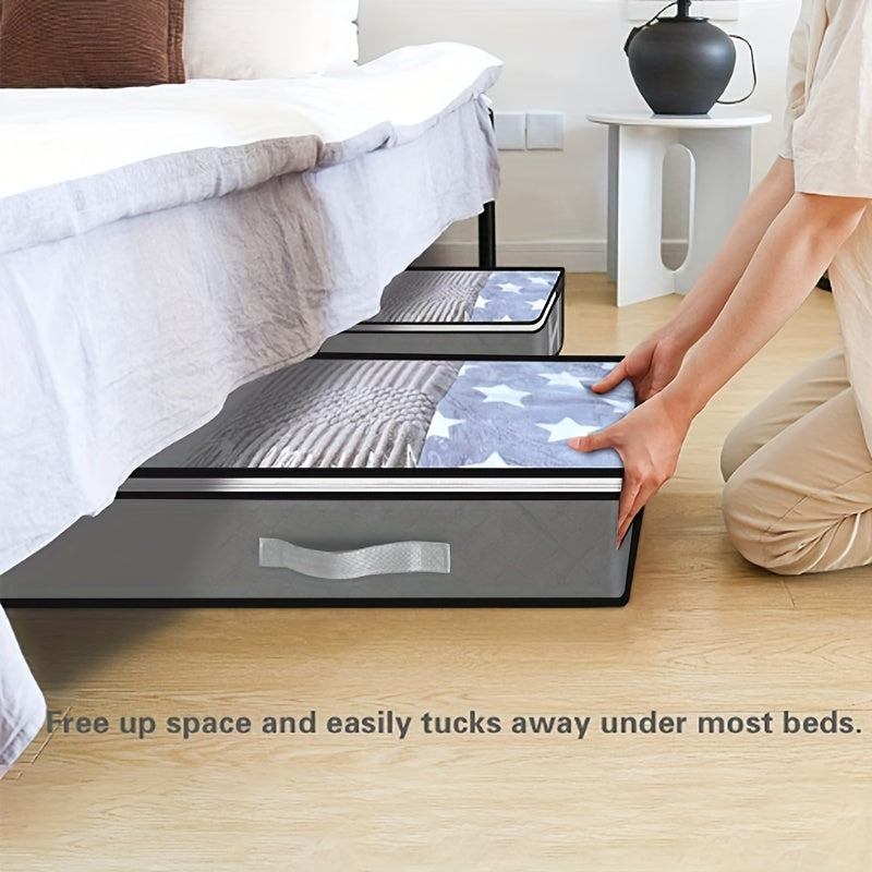 1pc Dustproof Under Bed Storage Box with Reinforced Handles for Comforter, Blanket, Bedding, Pillow, and Toys Bedroom Accessories