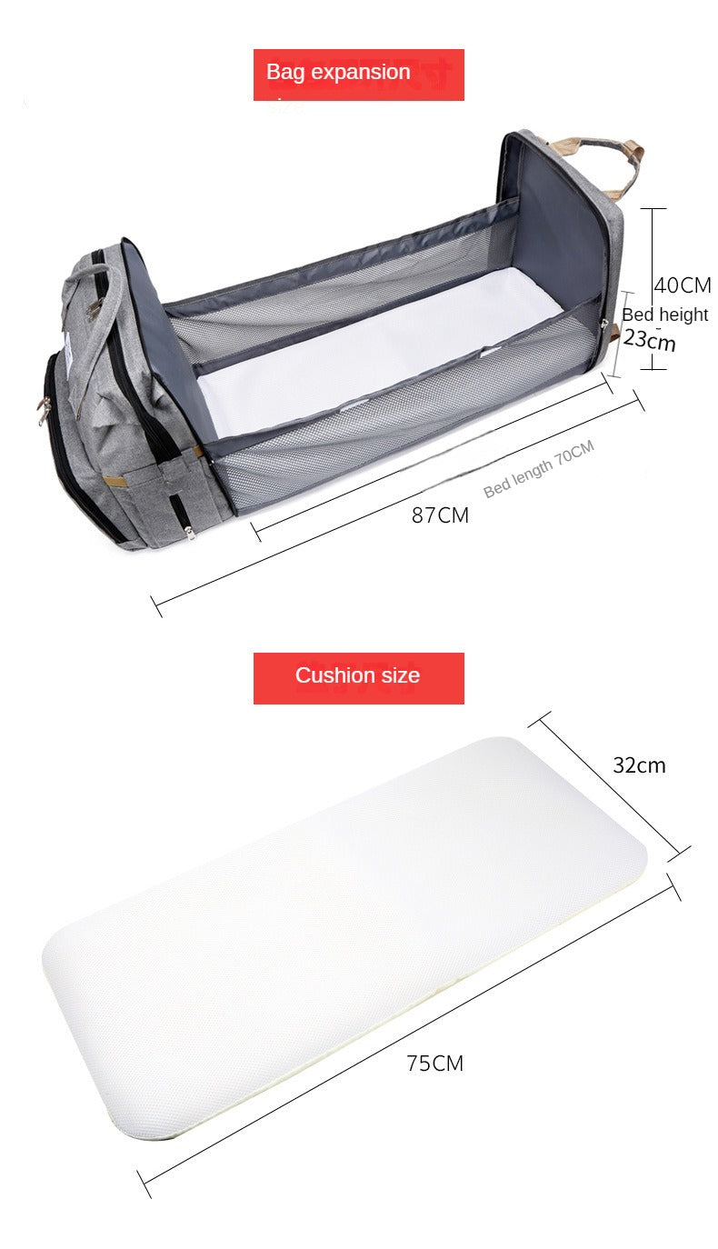 Mobile Folding Portable Crib,Mommy Bag,Multifunctional Folding Mother and Baby Outing Bag,Large Capacity Baby Folding Bed Bag