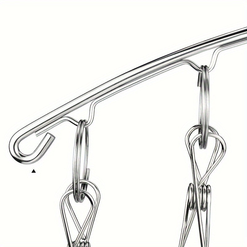 1pc Stainless Steel Hanger With Clothespins, Hat Organizer Laundry Rack, Hat Organizer Hanger, Drying Rack For Drying Socks, Bra, Underwear, Socks, Gloves