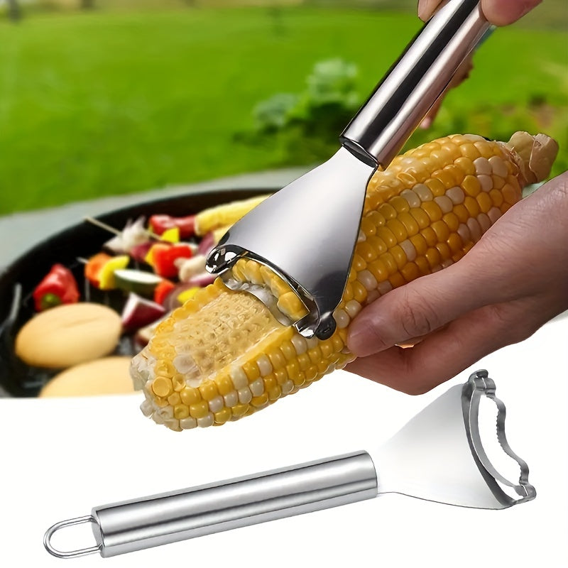 1pc, Stainless Steel Corn Cob Stripper - Multifunctional Vegetable Peeler for Kitchen - Reusable Corn Thresher