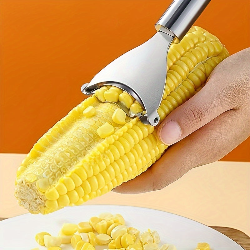 1pc, Stainless Steel Corn Cob Stripper - Multifunctional Vegetable Peeler for Kitchen - Reusable Corn Thresher