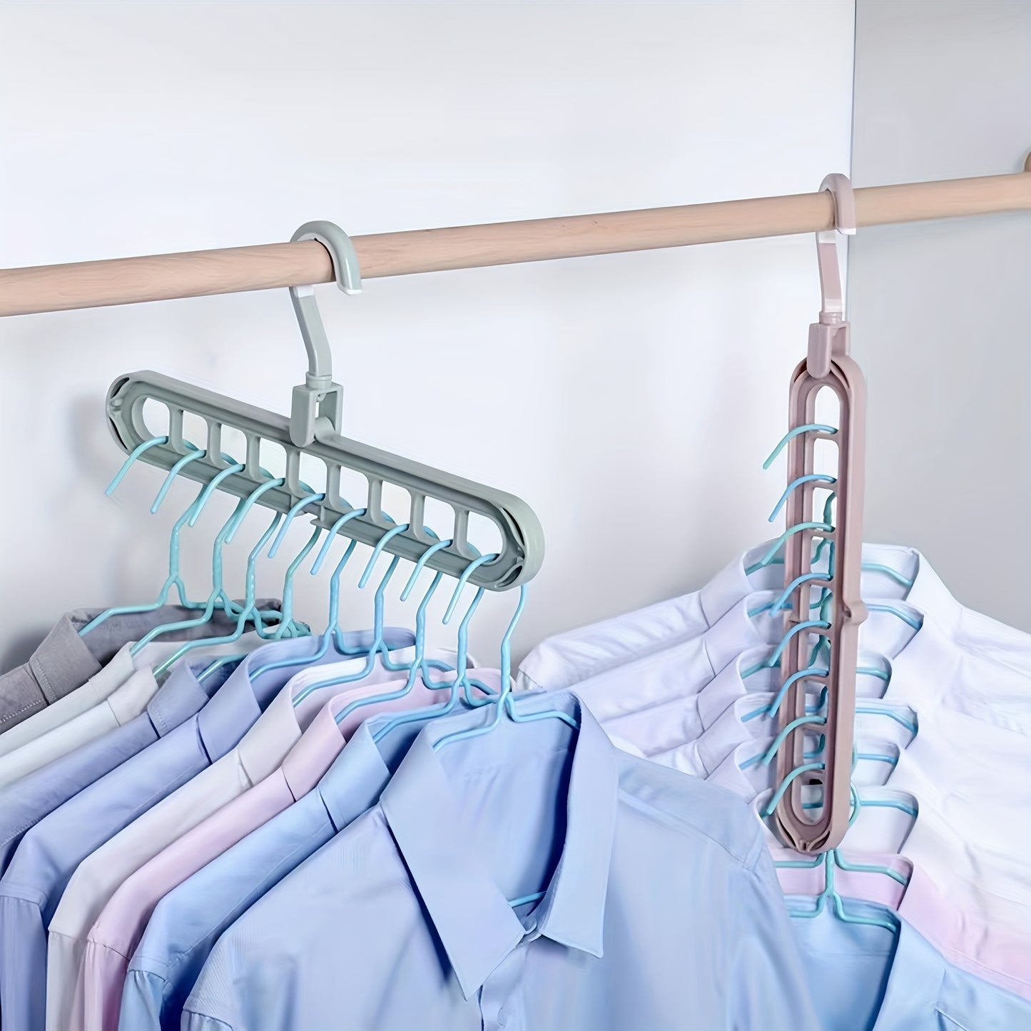 1pc 9 Hole Hanger, Multifunctional And Creative, Rotatable, Foldable, Clothes Storage And Drying Hanger, Horizontally And Vertically Dual Use, Space Saving Hanger, Wardrobe Organizer, Bedroom Accessories, Home Organization And Storage Supplies