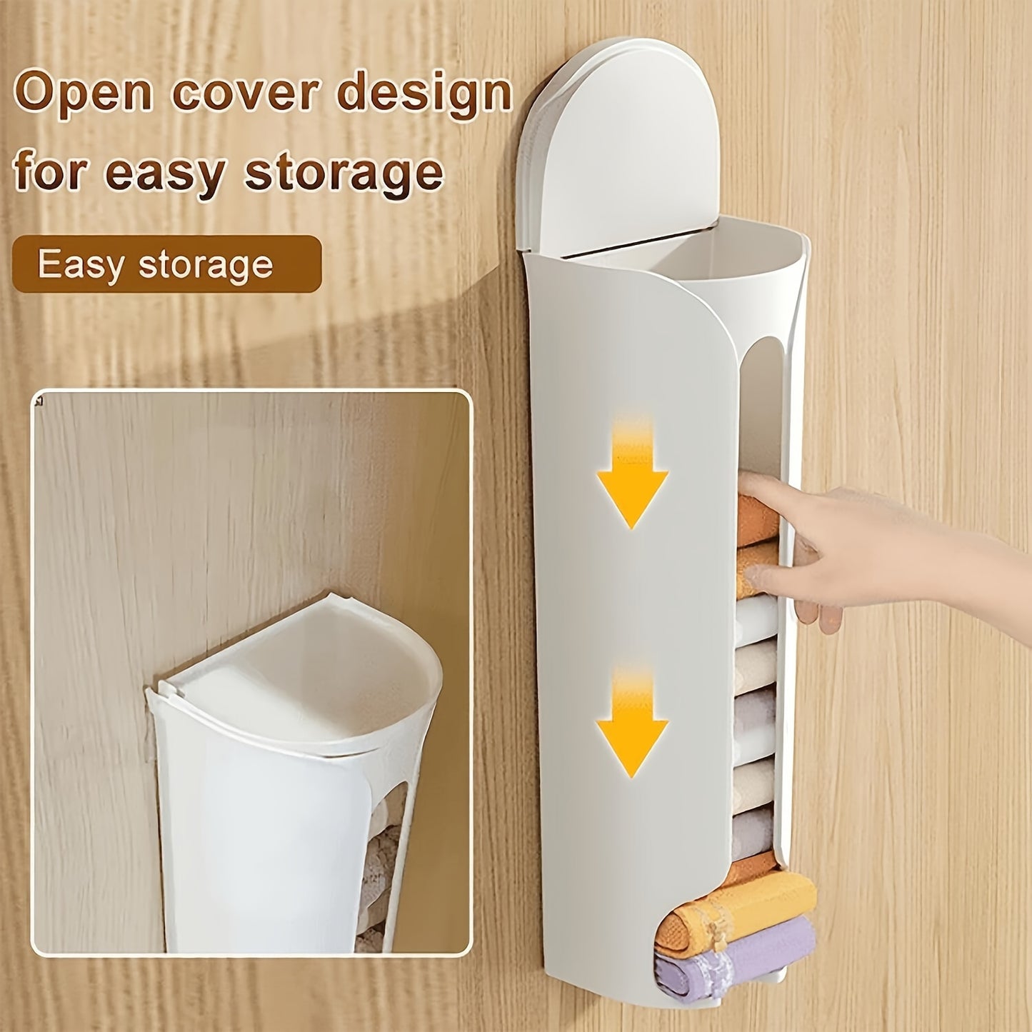1pc Wall-Mounted Pull-Out Underwear and Socks Storage Box with Cover - Household Organizer for Bathroom, Bedroom, and Dorm Rooms