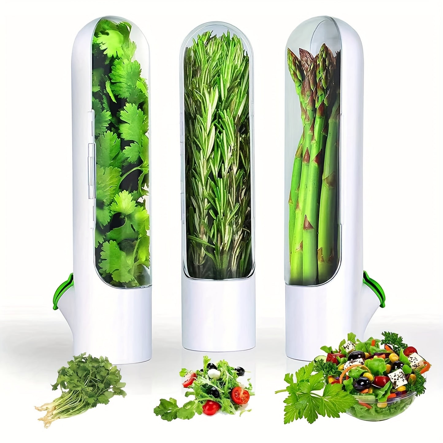 1/3/6pcs Herb Crisper, Vegetable Crisper, Cilantro Herb Crisper, Vegetable Preservation Bottle, Fresh Food Preservation Coriander, Mint, Parsley, Asparagus, Vanilla Preservation Cup, Kitchen Supplies