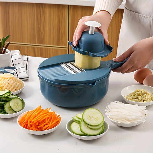 12-in-1 Multi-Functional Vegetable Chopper and Slicer - Perfect for Cutting, Shredding, and Grating Carrots, Potatoes, and Radishes - Ideal for Hotel and Commercial Kitchens