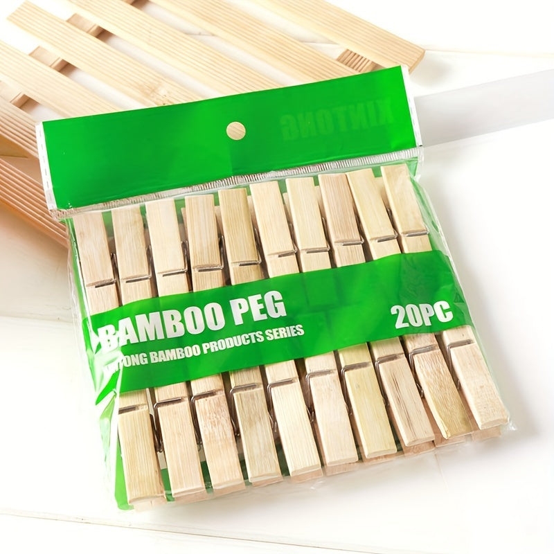 20pcs Bamboo Small Clips, Household Clothes Pegs, Socks And Underwear Drying Clips, Multi-use Bamboo Drying Clips, Drying Clothes Windproof Clip